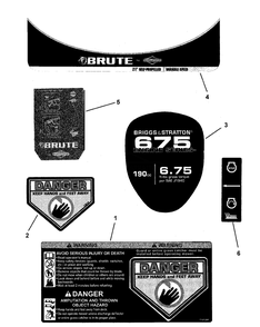 Decals Diagram and Parts List for 7800268-BTPV21675E 2008 Briggs and Stratton Lawn Mower
